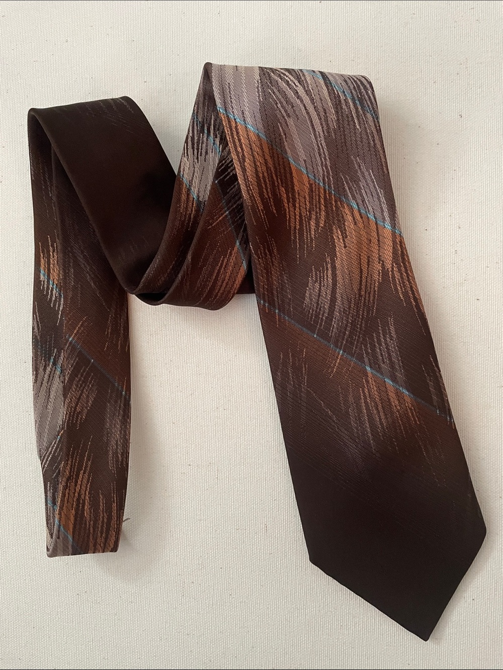 OSCAR DE LA RENTA Vintage Quiet Luxury Classic Elegant Brown Patterned Men's Tie